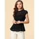 thumbnail image 4 of INSPIRE CHIC Blusa De Encaje Rojo Con Mangas Casquillo Y Cuello Simulado De Crochet Floral Para Mujer Negro S, 4 of 6