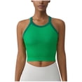 thumbnail image 2 of Zedker Sports Bras for Women High Neck Ribbed Crop Tank Tops Sleeveless Yoga Workout Shirts Green Plus L, 2 of 7