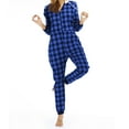 thumbnail image 2 of Seyurigaoka Women's Pajama, Plaid Jumpsuit Drawstring Hemming One Piece Garment, 2 of 7