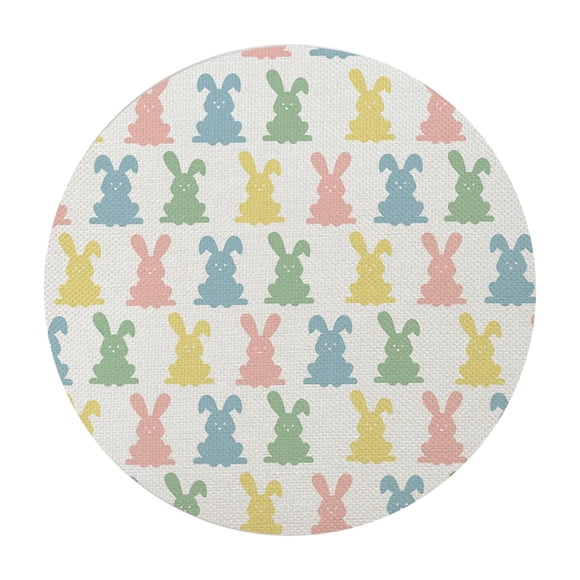 Deeceymbur Napperons Ronds Imprimés de Pâques en Polyester Durable Faciles à Nettoyer pour la Maison, la Cuisine, le Restaurant, les Célébrations des Fêtes
