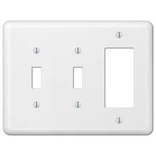 Double Gfci Solid Brass - White Metal Double Toggle Switch GFCI Rocker Wall Plate Cover Combo Enamel Finish