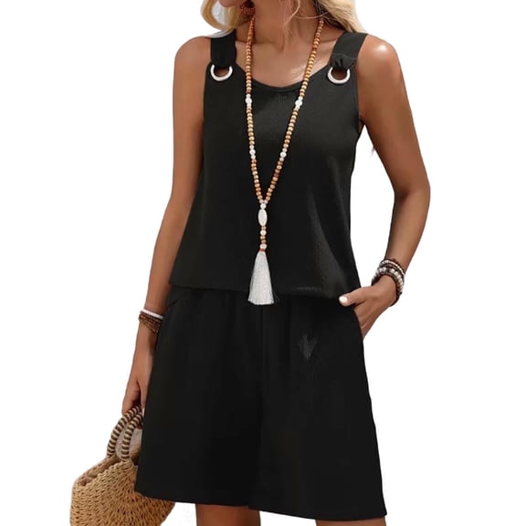 2 Piece Outfits Summer,Womens 2 Piece Set Summer Lounge Outfits Casual Sleeveless Tops Matching Sets Jogging Suits