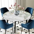 thumbnail image 5 of Elastic Fitted Round Tablecloth, Watercolor Floral Waterproof Stretch Table Cover for 55"-60" Tables, Spring Flowers Leaves Botanical Wood Grain Washable Outdoor Tablecloths for Patio, Picnic, 5 of 9