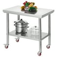 thumbnail image 1 of VEVOR Table en Acier Inoxydable, Table de Préparation des Aliments 24 x 35,4 Pouces avec Roulettes, Table de Préparation de Cuisine avec Postes de Travail sous Tablette Réglables pour Cuisine Commerciale, Restaurant, Hôtel et Garage, Extérieur, 1 of 9