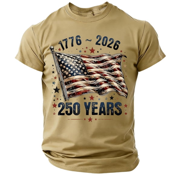 Men's 250th America Anniversary Shirt Casual 250 Years of Freedom T Shirt Short Sleeve Work Business Dress Shirt Tops