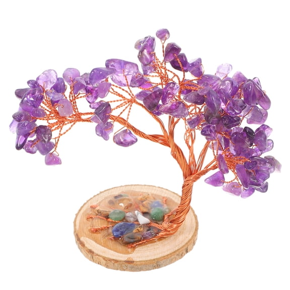 Worgeous Amethyst Healing Crystal Tree Natural Gemstone Money Tree Feng Shui Spiritual Decorations For Home Office Room Desk Decor Purple