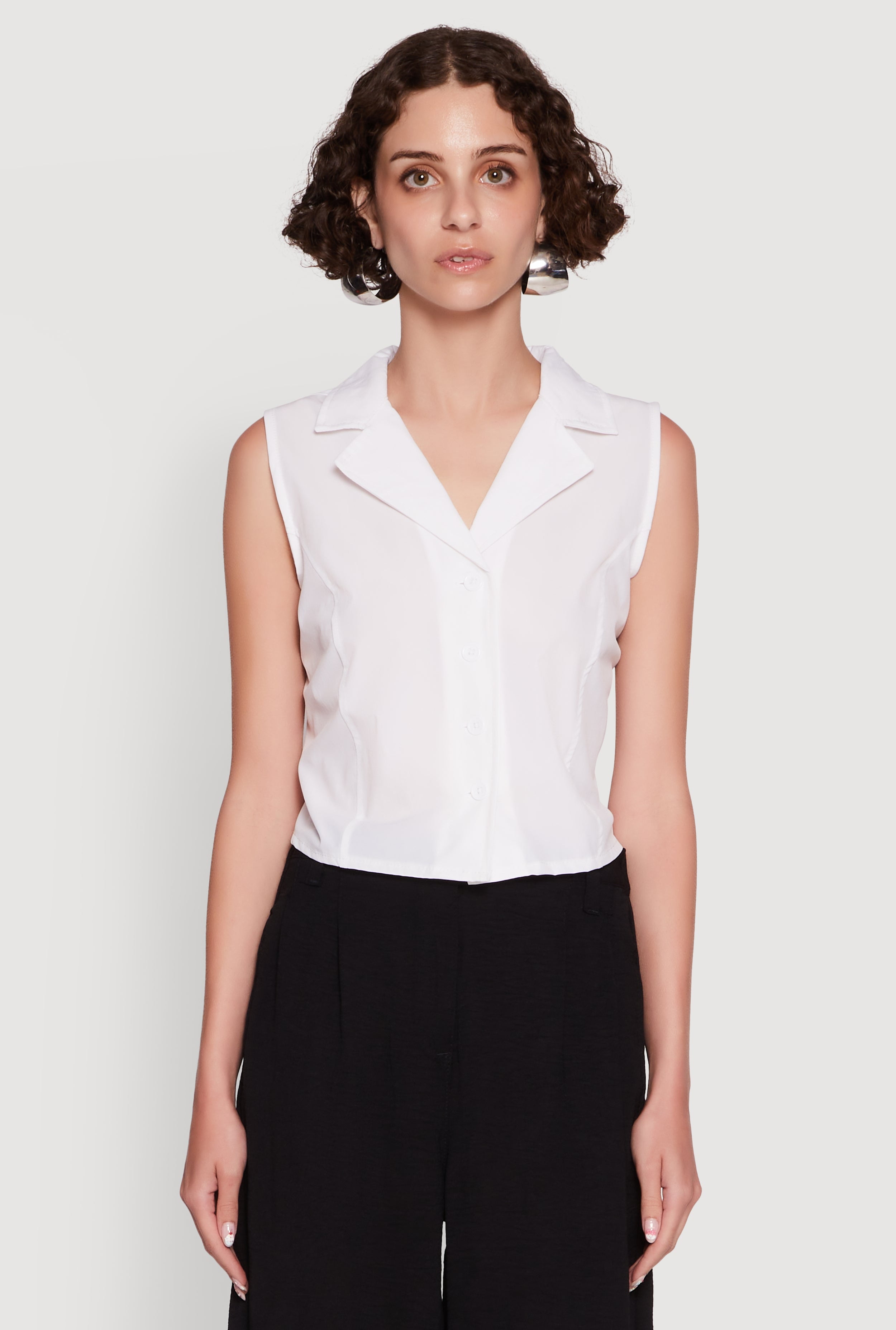 Womens Trendy Button Front Cropped Blazer Vest - image 2