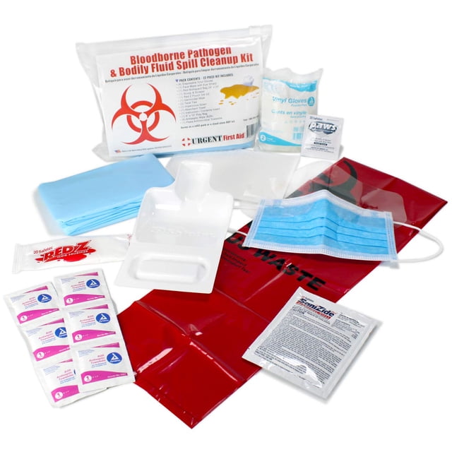 Kit de limpieza de fluidos corporales para derrames de patógenos transmitidos por la sangre