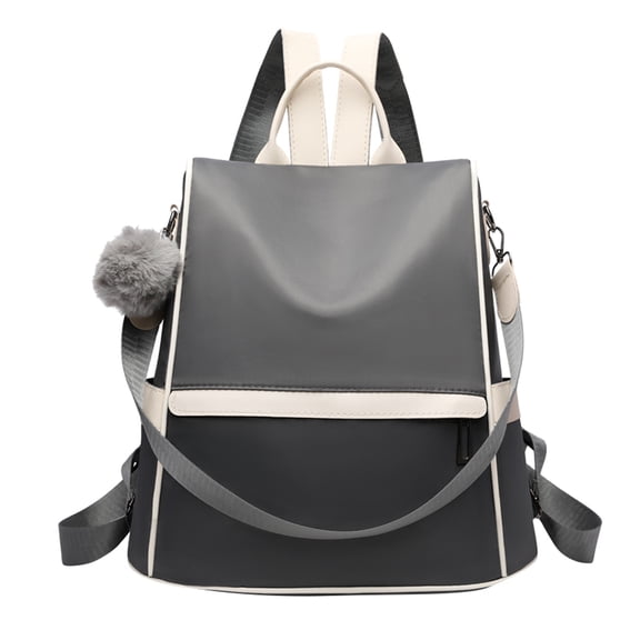Modstep Fashion Backpack Purse for Women Plush Pendant Schoolbags Detachable Strap Shoulder Bags Ladies Travel Storage Daypack Grey