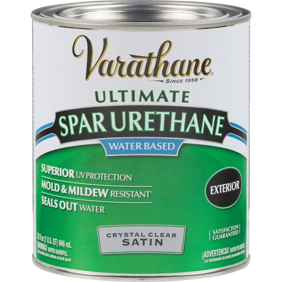 Varathane Exterior Spar Urethane Satin Finish - Water-Based - 1 Qt — Residential Use, Standard Application