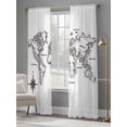 thumbnail image 4 of Sea Map Sheer Curtains for Living Room Bedroom, Vintage Black White Nautical Travel World Map Compass Light Filtering Sheer Curtains, Rod Pocket Voile Window Drapes, 2 Panels Set 52"x 84", 4 of 7