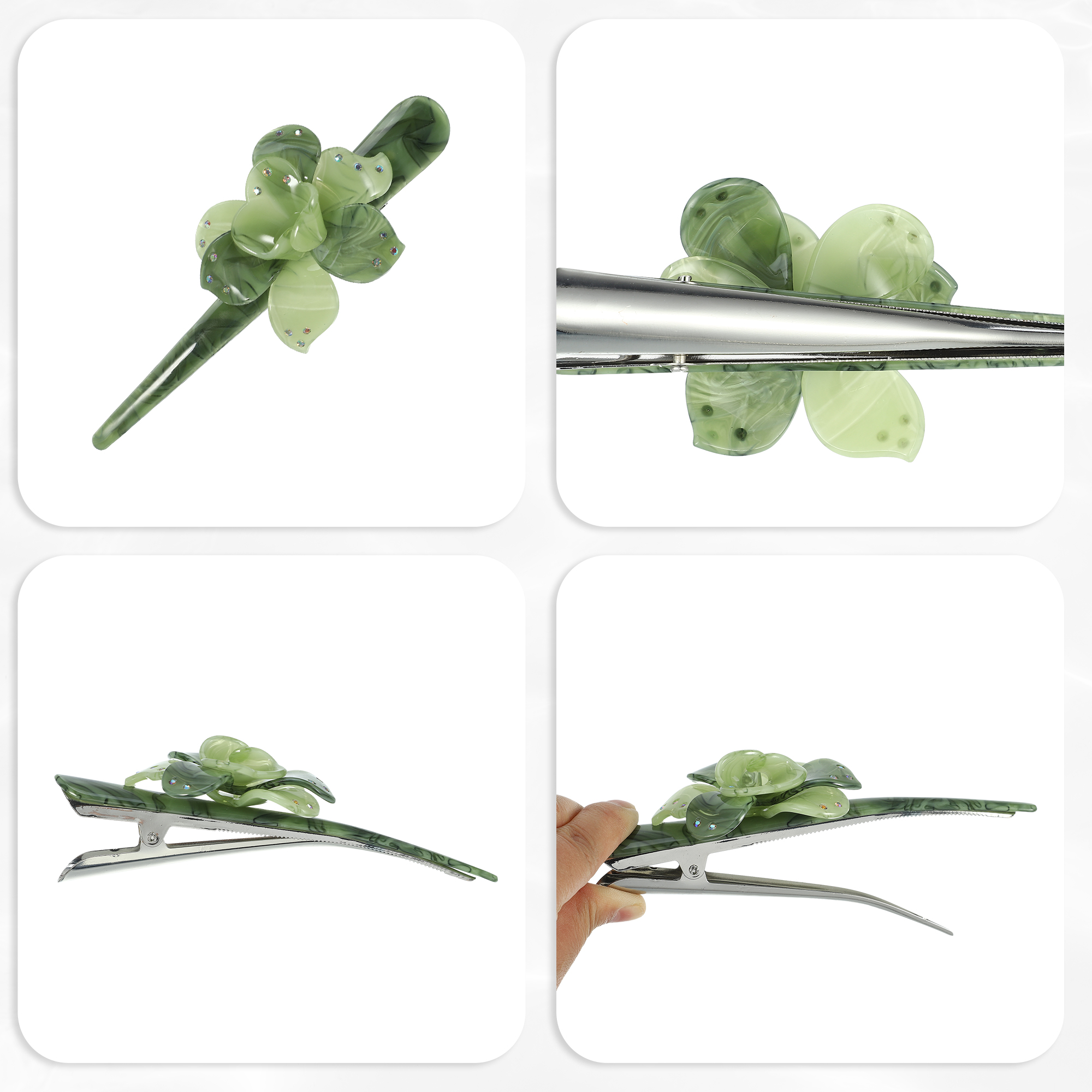 NOMADIC NOOK Women's Metal Long Duckbill Hair Clips Multicolor 6 Pcs 5.31"x2.17"x1.18"