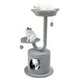 thumbnail image 3 of 42 Inch Cat Tower with Metal Frame - 3 Tier Cat Tree for Large Cats, Kitten Scratching Post, Condo & Dangling Balls, 3 of 9