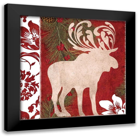 Sophie 6 12x12 Black Modern Framed Museum Art Print Titled - Forest Holiday Moose
