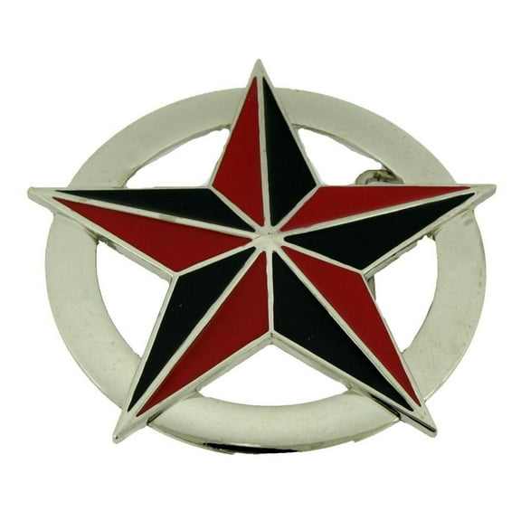 Lone Star Nautical Belt Buckle Unisex Cowgirl Cowboy Oval silver finished Black and Red