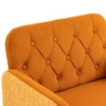 thumbnail image 5 of Accent Chair with Arms,Velvet Single Sofa Reading Armchair for Living Room Bedroom,Comfy Tufted Upholstered Club Chairs with Gold Metal Legs for Small Space,Office (Orange), 5 of 7
