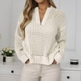 thumbnail image 4 of Sweaters for Women Knit Pullover Oversized Casual Cozy Autumn Outfit Women Fashion Casual Long Sleeve Knit Sweater Lightweight Color Matching Pullover Sweater Top, 4 of 9