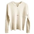 thumbnail image 4 of Womens Sweaters, V Neck Sweaters for Women, Solid Color Pullover, Winter Loose Long Sleeve Knitwear, 4 of 4