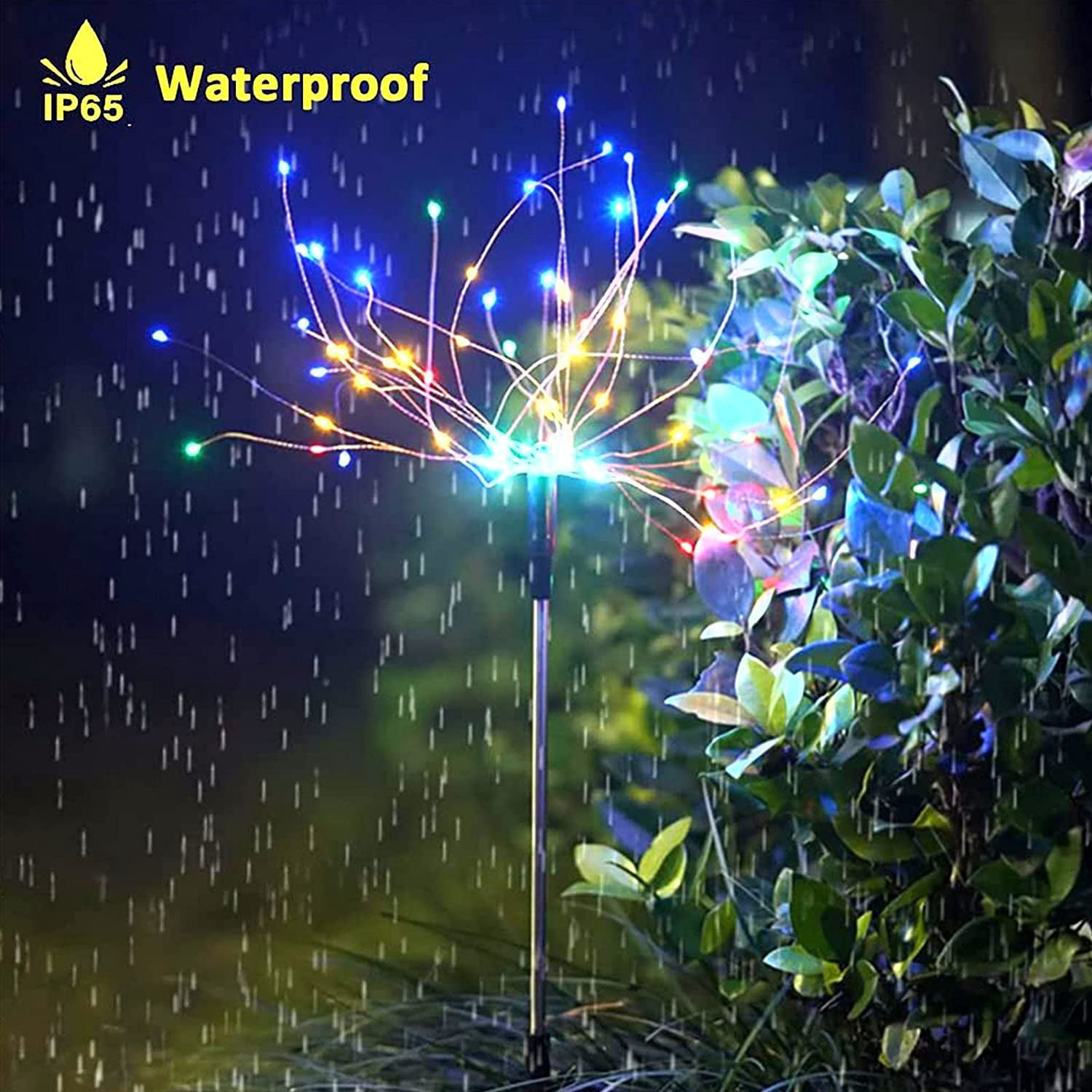 Solar Garden Lights Solar Firework Lights 120 LED 2 Pack, Waterproof Solar Lights Outdoor Garden Fairy for Outside Landscape, Yard Decor, Lawn, Patio, Christmas Decoration Parties (Colorful)