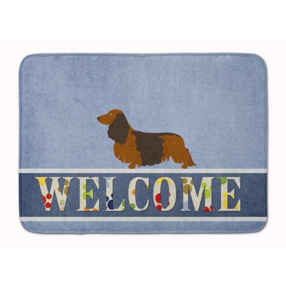 Longhaired Dachshund Welcome Machine Washable Memory Foam Mat