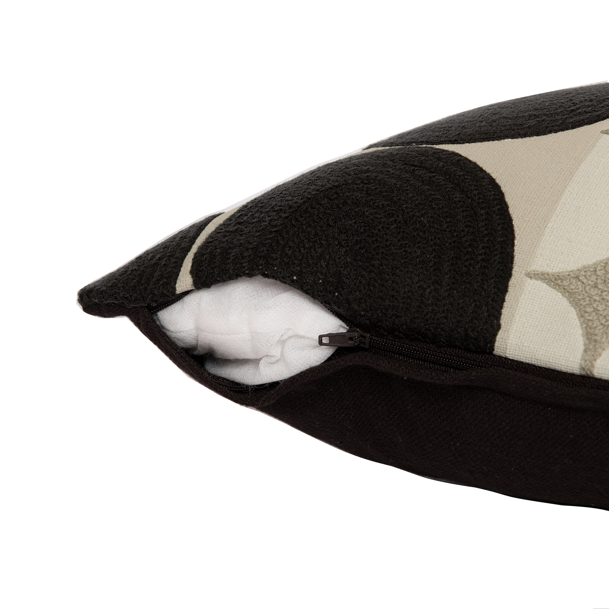 Ox Bay and Stacy Garcia 24" x 24" Black/Beige Embroidered Geometric Cotton Adult Decorative Throw Pillow Cover