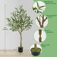 thumbnail image 2 of Artificial Olive Tree, 4ft Tall Fake Olive Leaves Plant with Basket, Indoor Outdoor Faux Olive Topiary Silk Tree for Home Livingroom Office Décor, 2 of 6