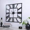 thumbnail image 2 of Horloge Murale Carrée en Fer Forgé Rétro 58cm pour Salon - Noir+or, 2 of 5