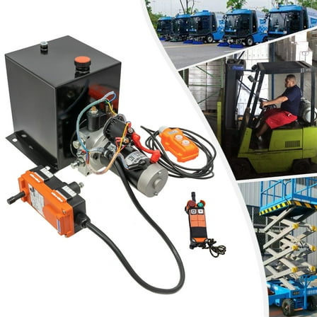Hydraulic Pump 8Qt Single Acting Dump Trailer Pump DC12V Power Unit Wireless R/C