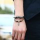 thumbnail image 2 of (Negro) Pulsera de cuero creativa con dijes de hojas trenzadas, moderna y personalizada, para hombres JM, 2 of 5