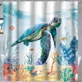 thumbnail image 2 of Sonernt Sea Turtle Shower Curtain Ocean Creature Landscape Shower Curtains Beach Theme Bathroom Decoration Fabric, 72x72 Inch, 2 of 6