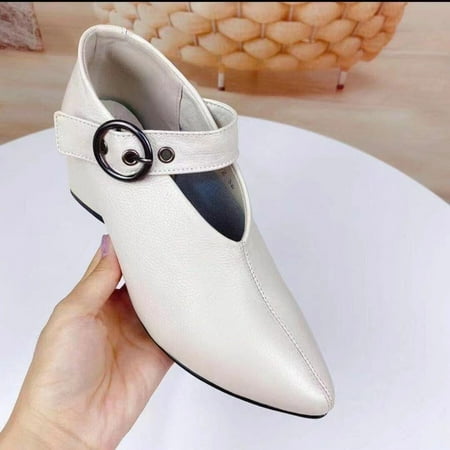 Xysaqa Black Flats for Women  Flats Shoes Women Dressy Comfortable French Slipsole Pointed Shallow Mouth Women s Retro Style Casual Fashion Shoes White Shoes for Women on Clearance