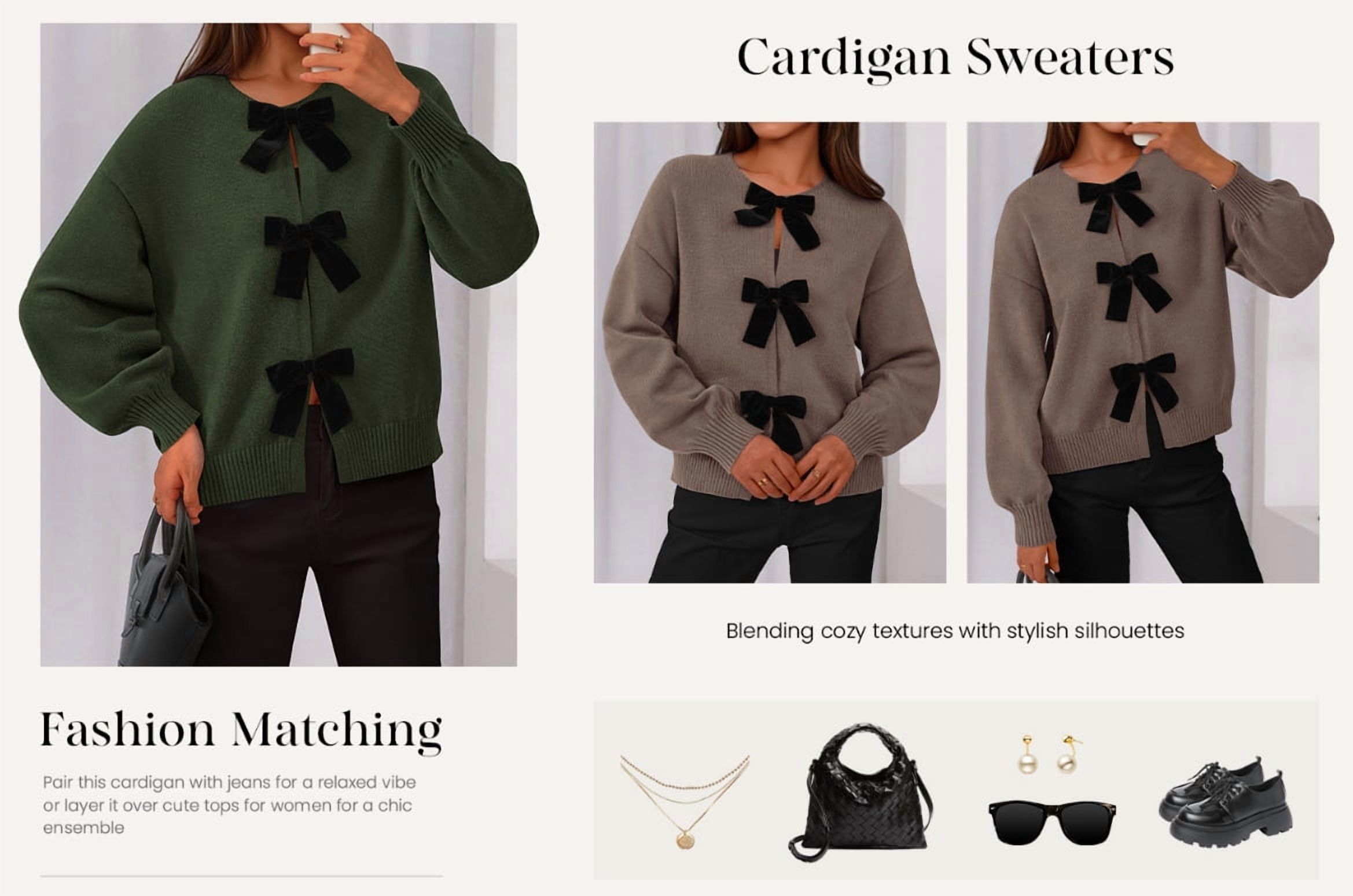 PRETTYGARDEN Women's Bow Tie Front Cardigan Sweater photo 7