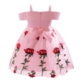 thumbnail image 5 of Splozh Baptism Dress 12 18 24 Months 2T3T4T5T6T Girls Skirt Fashion Flower Dress Off Shoulder Princess Skirt Children Rose Embroidery Mesh Skirt,Pink,3-4 Years, 5 of 6