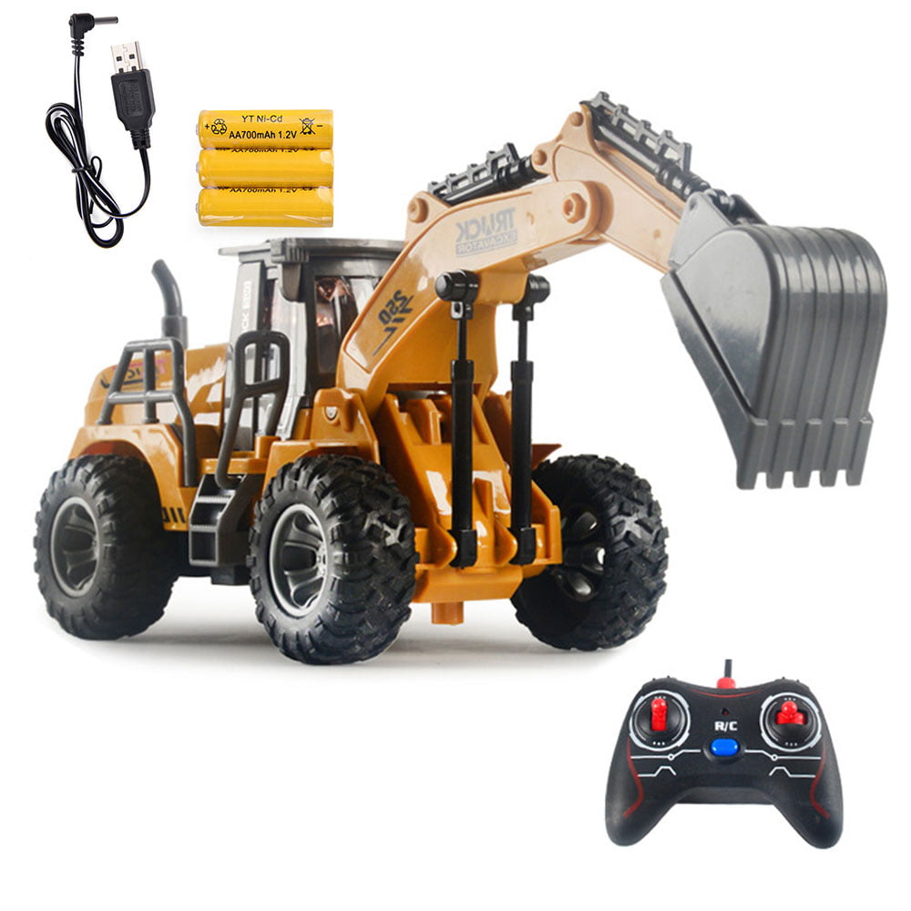 Kids Childs Radio Controlled Truck Excavator Loader Digger Construction Toy 1/16 