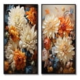 thumbnail image 2 of Designart "Gold Showcases Chrysanthemums Autumn art painting" Chrysanthemums Framed Wall Art Set Of 2 - Beige Floral Framed Canvas Set For Living Room Decor, 2 of 7