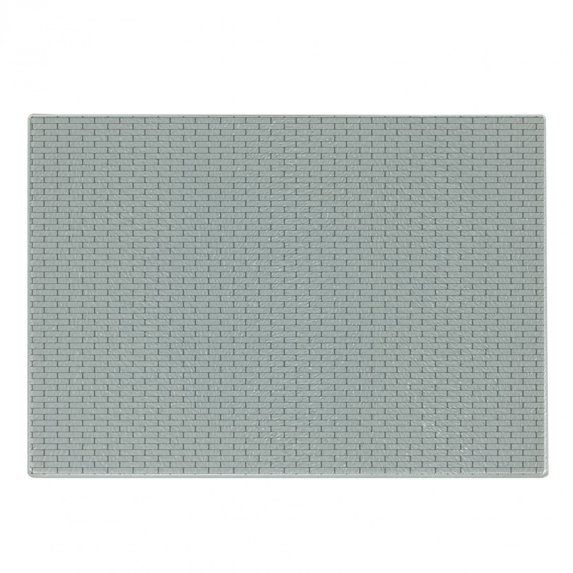 Brick Cutting Board, Digitally Generated Layout of Geometric Shapes in Monochrome Greyscale, Decorative Tempered Glass Cutting and Serving Board, in 3 Sizes, by Ambesonne