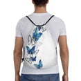 thumbnail image 2 of Kuqiui Blue Flying Butterflies Print Drawstring Backpack Drawstring Bags,Draw String Back Bag Drawstring Bags for Sports,Gym,Travel,Swimming,Beach, 2 of 8