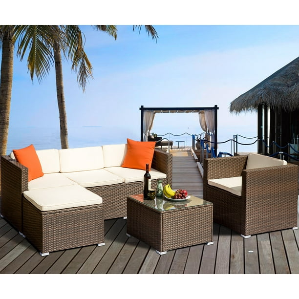 JUMPER 4-Piece Patio Rattan Wicker Furniture Set Outdoor ... JUMPER 4-Piece Patio Rattan Wicker Furniture Set Outdoor ... on Patio Loveseat Set id=71882