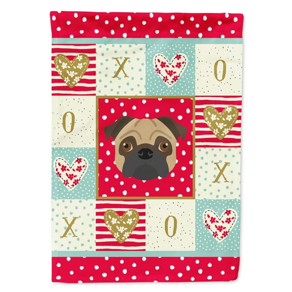 Carolines Treasures CK5231GF Pug Love Flag Garden Size Small multicolor