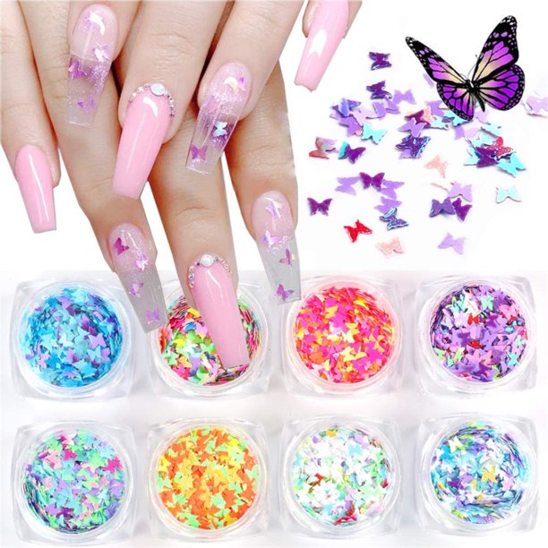 Download 3d Butterfly Nail Art Sequins 8 Boxes Splarkly Laser Coloful Butterfly Nail Sequin Acrylic Paillettes Holographic Nail Sparkle Glitter For Women Nail Art Decoration Walmart Com Walmart Com