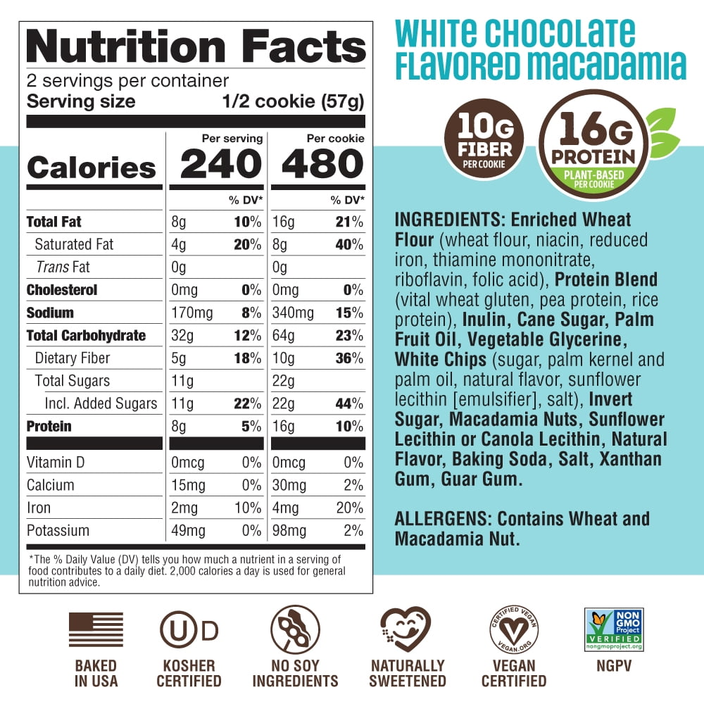 Lenny & Larry's Protein Cookie, White Chocolate Flavored Macadamia, 4 oz, 12 ct