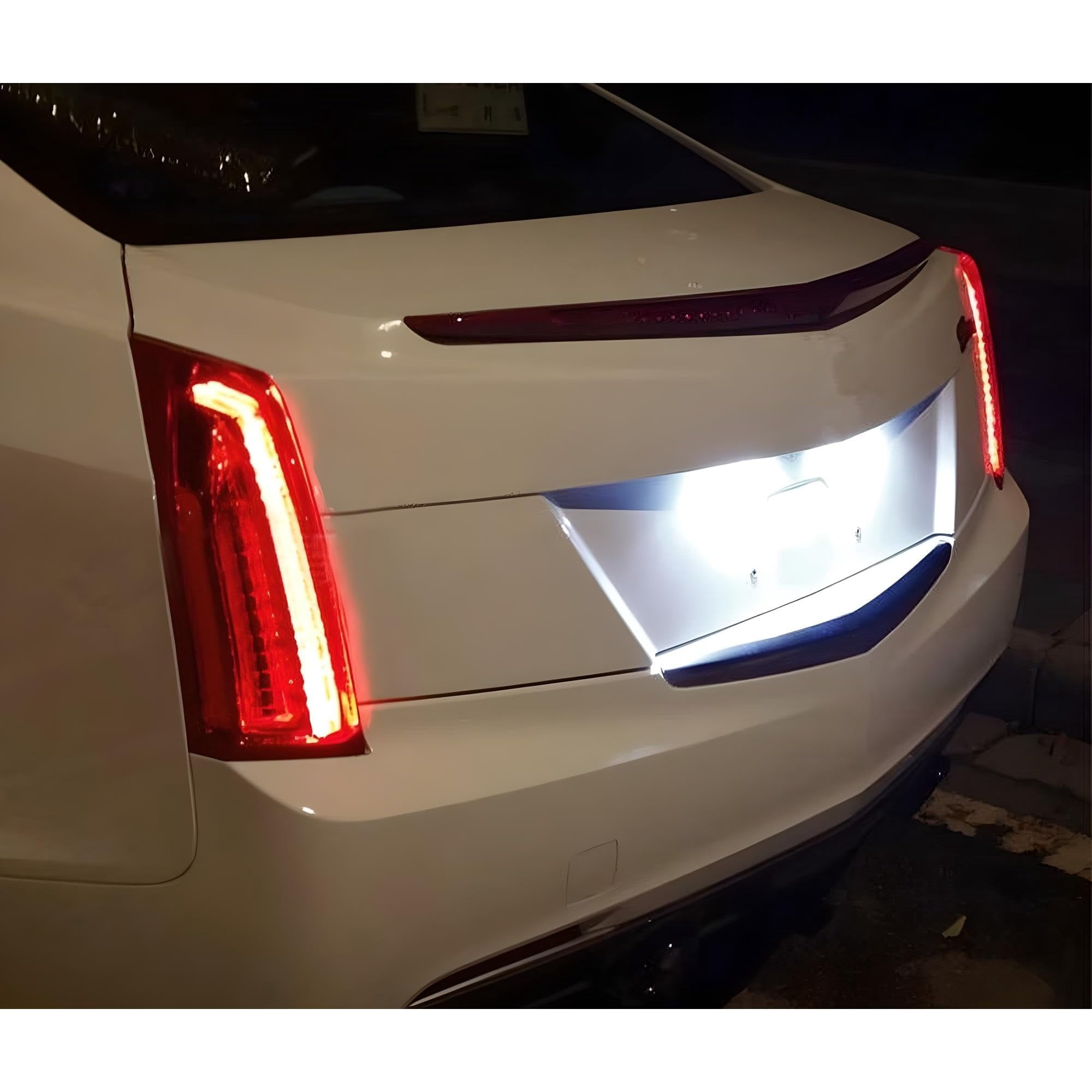 OEM-Fit 3W Full LED License Plate Light Kit For 2008-2010 Cadillac CTS CTS-V Sedan, Powered by 18-SMD Xenon White LED Diodes