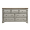 thumbnail image 2 of Kova 65 Inch Dual Tone Dresser, 7 Drawers, Routed Pilasters, Gray, Brown, 2 of 10