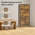 thumbnail image 5 of Narrow Shoe Cabinet with 3 Flip Drawers, Freestanding Shoe Organizer with Drawer, Shoe Storage Cabinet with Metal Handle  for Entryway Living Room, Rustic Brown, 5 of 8