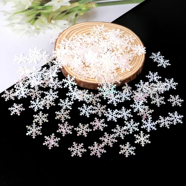 300 Uds 2CM Mini adorno de copo de nieve decoraciones navideñas copos de nieve artesanía de Navidad para manualidades DIY decoración de mesa de fiesta de invierno de Navidad(2Cm white 300pcs 2CM