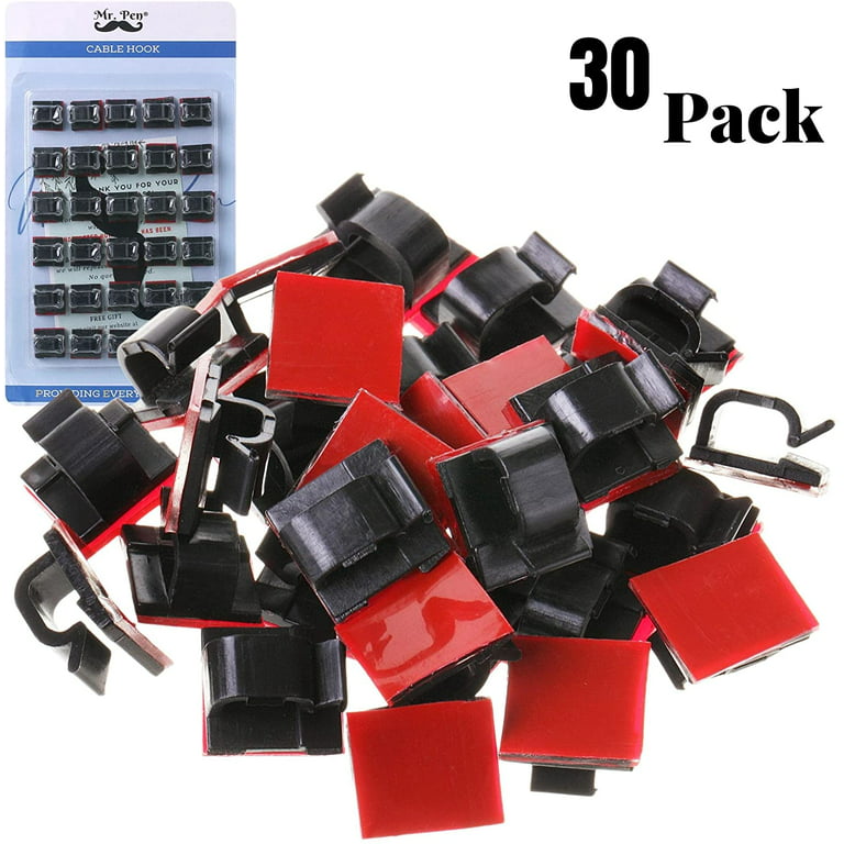 Mr Pen- Cable Clips, 30 Pack, Black, Adhesive Cord Organizer, Cable Organizer, Wire Organizer, Cord Holder for Desk, Cable Holder, Wire Clips, Cord