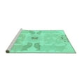thumbnail image 2 of Ahgly Company Machine Washable Indoor Round Abstract Turquoise Blue Modern Area Rugs, 6' Round, 2 of 4