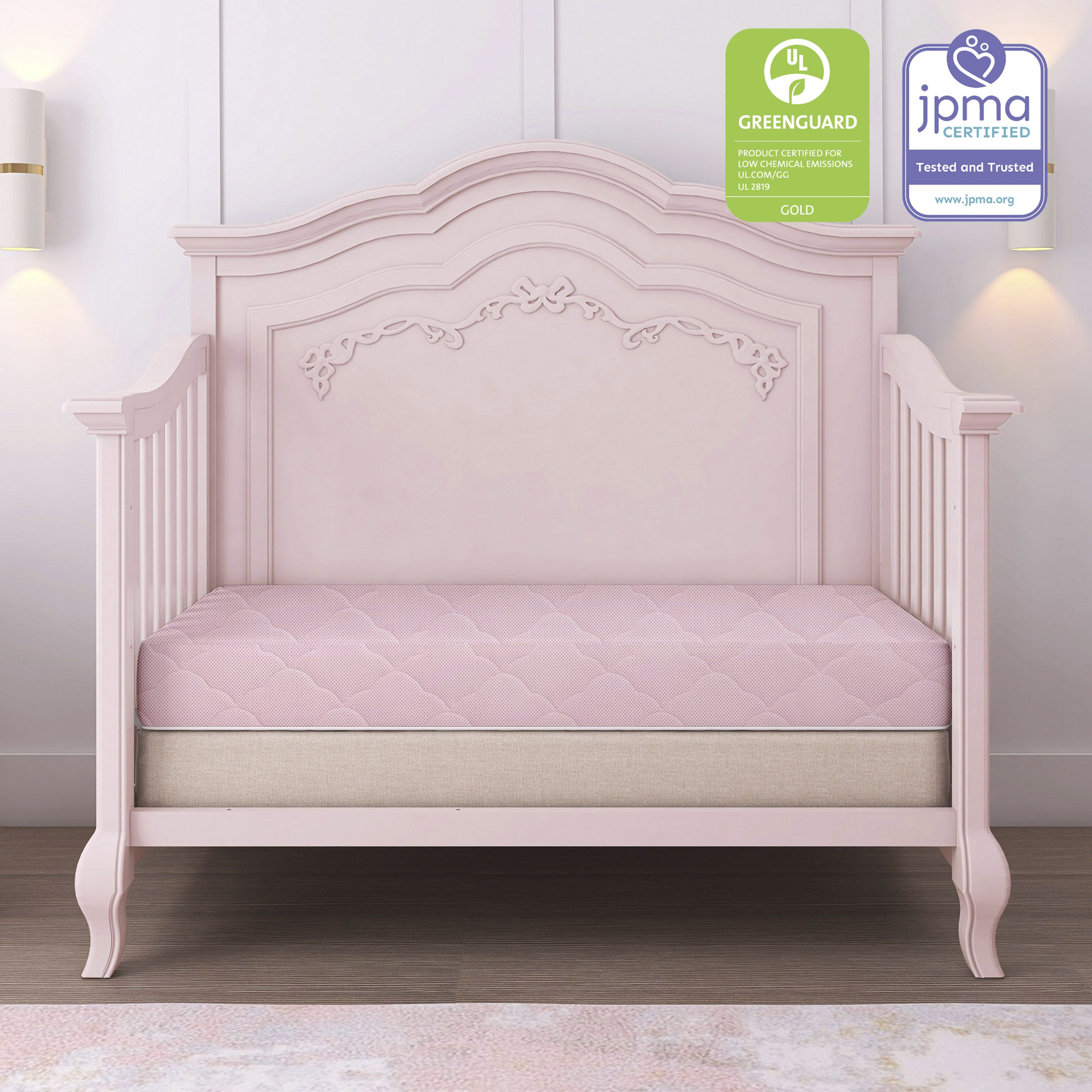 Evolur Wondernap 2 in 1 Full-size Crib Mattress, Pink