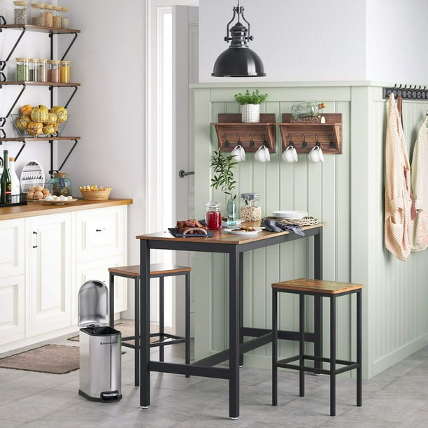 VASAGLE ALINRU Bar Stools Set of 2 Bar Chairs Kitchen Breakfast