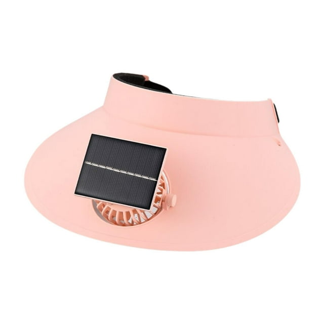 Sombrero con visera solar y ventilador, sombrero con ventilador solar para exteriores, sombrero ajustable con protección solar Rosa